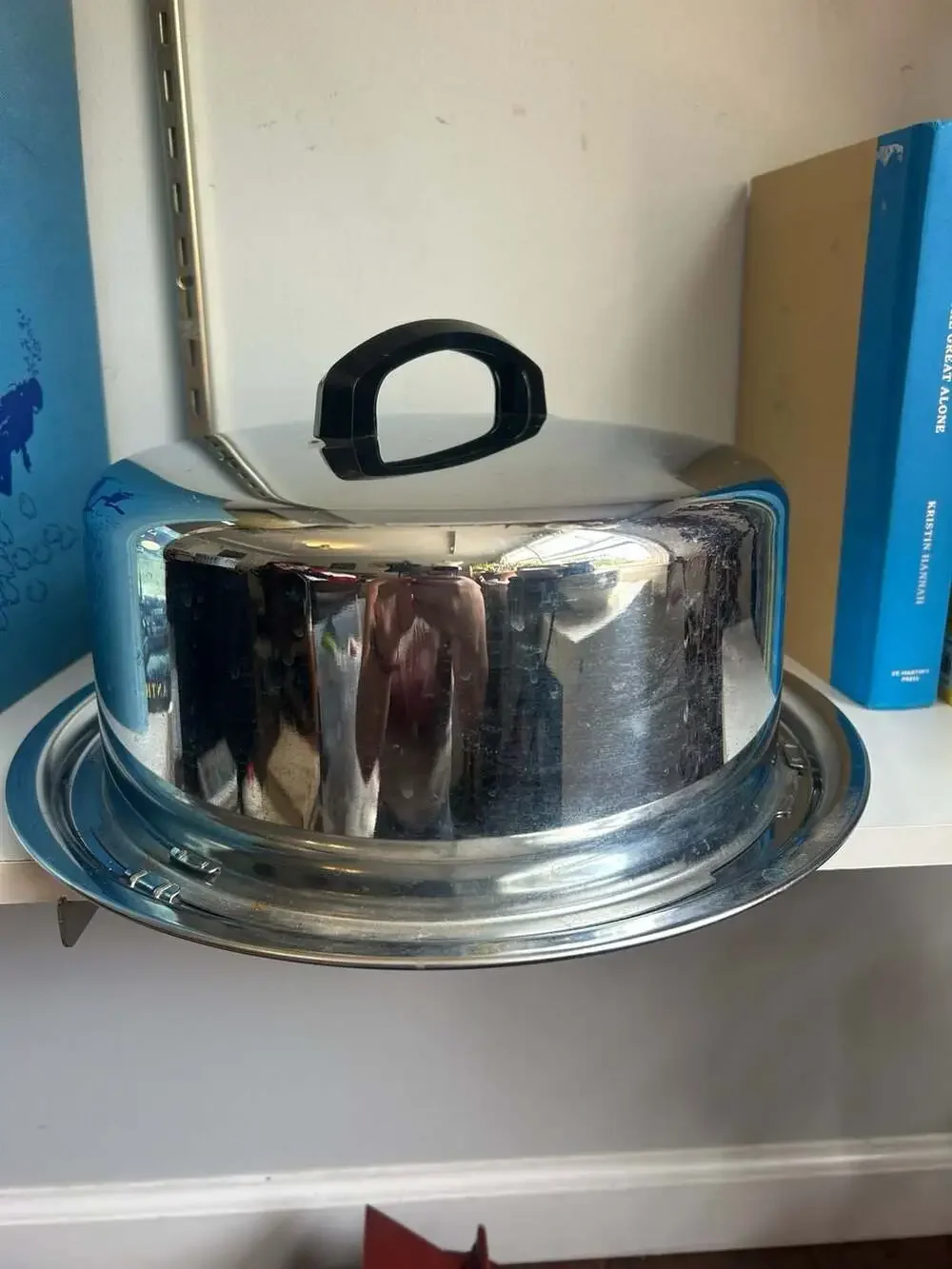 Vintage The Everedy Co. Chrome Metal Cake Carrier Kake Toter with Locking Lid